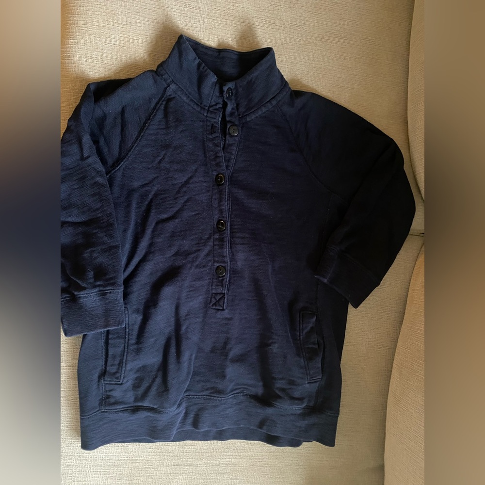 J. CREW Womens mock neck button top navy blue small